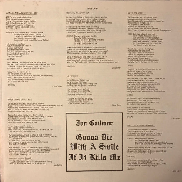 Jon Gailmor : Gonna Die With A Smile If It Kills Me (LP, Album, RE, RM)