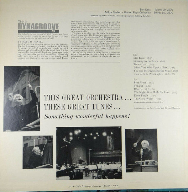 The Boston Pops Orchestra / Arthur Fiedler : Star Dust (LP, Album)