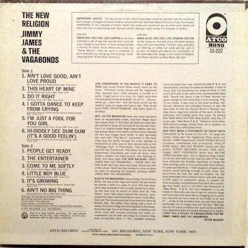 Jimmy James & The Vagabonds : The New Religion (LP, Mono)