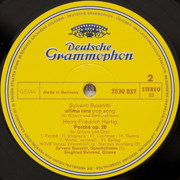 Mario Castelnuovo Tedesco / Sylvano Bussotti / Heinz Friedrich Hartig - Siegfried Behrend : Romancero Gitano Op. 152 / Ultima Rara / Perché Op. 28 (LP, Album)