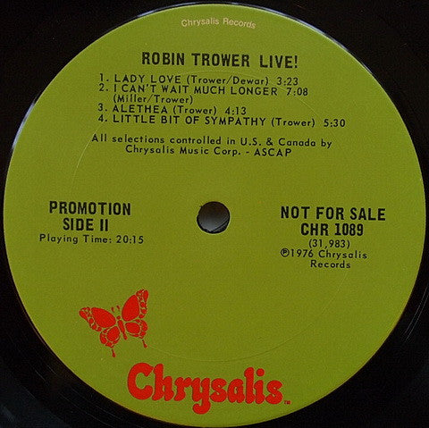 Robin Trower : Robin Trower Live! (LP, Album, Promo)