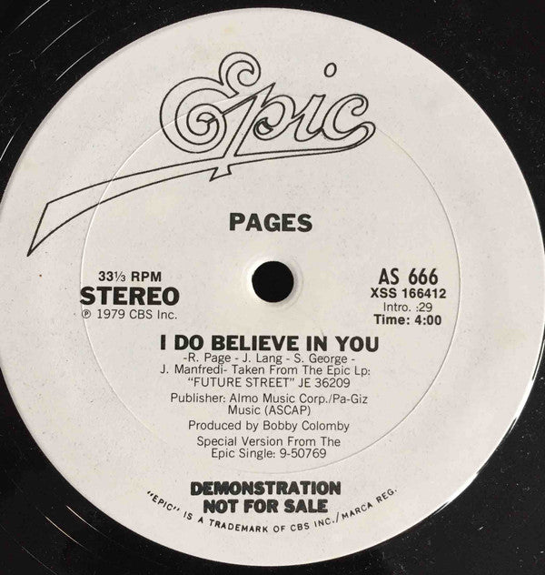 Pages (2) : I Do Believe In You (Promo) (12")