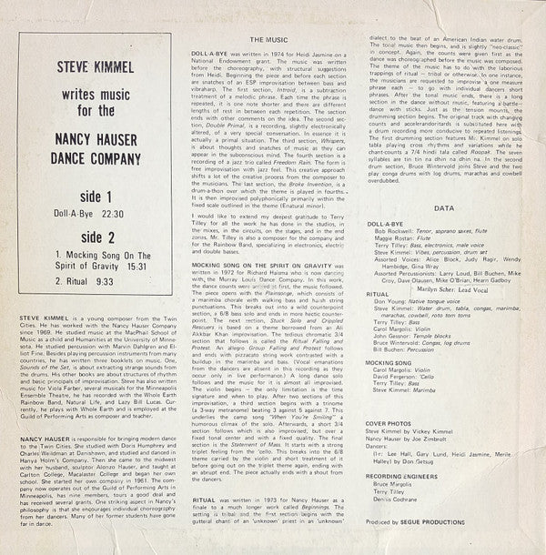 Steve Kimmel : Writes Music For The Nancy Hauser Dance Company (LP, Album)