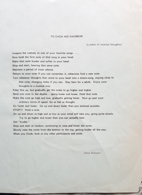 Steve Kimmel : Writes Music For The Nancy Hauser Dance Company (LP, Album)