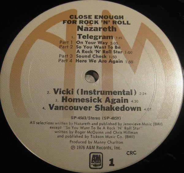 Nazareth (2) : Close Enough For Rock 'N' Roll (LP, Album, Club)