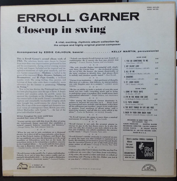 Erroll Garner : Closeup In Swing (LP, Album)