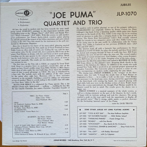 Joe Puma : Jazz (LP, Album, Mono)