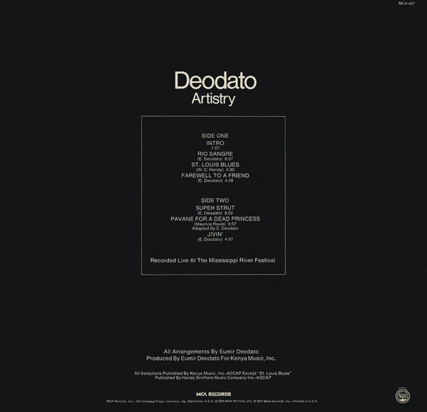 Eumir Deodato : Artistry (LP, Album, Pin)