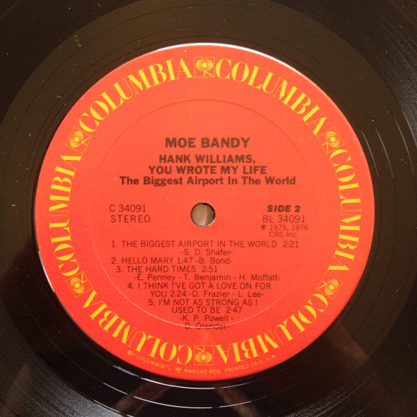 Moe Bandy : Hank Williams, You Wrote My Life (LP, Album)
