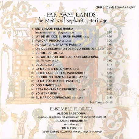 Ensemble Florata : Far Away Lands: The Medieval Sephardic Heritage (CD, Album)