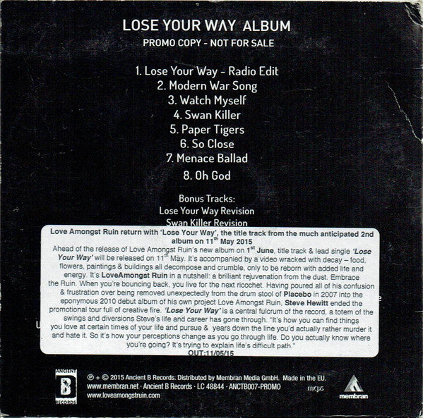 Love Amongst Ruin : Lose Your Way (CD, Album, Promo)
