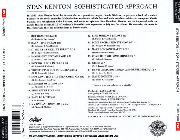Stan Kenton : Sophisticated Approach (CD, Album, RE, RM)