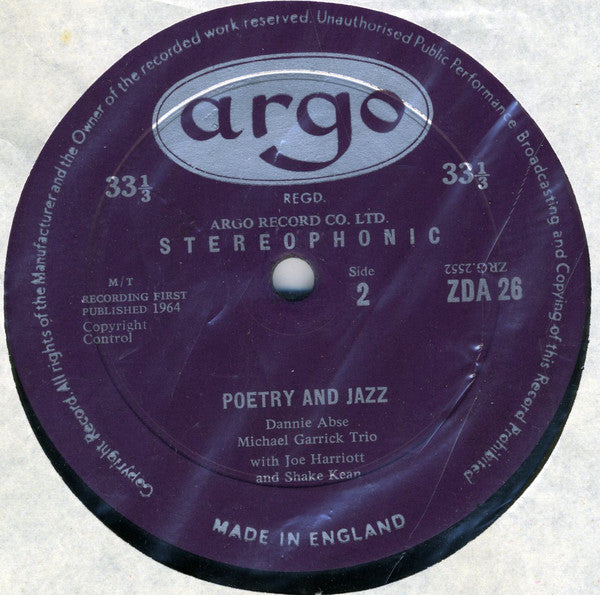 Dannie Abse, Laurie Lee, Adrian Mitchell, Jeremy Robson, Michael Garrick Quintet Featuring Joe Harriott And Shake Keane : Poetry And Jazz In Concert - Record One (LP, Rec)