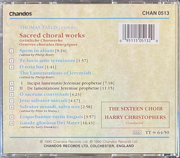 The Sixteen, Harry Christophers, Thomas Tallis : Sacred Choral Works - Spem in Alium (CD, Album)