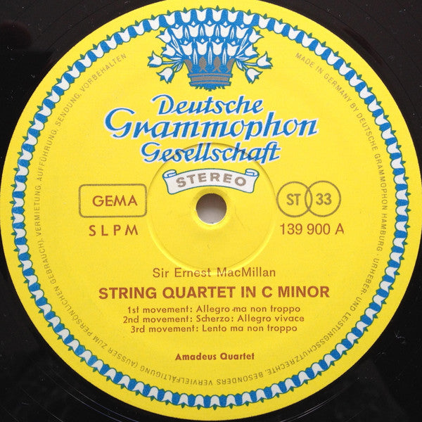 Sir Ernest MacMillan, Amadeus-Quartett : String Quartet In C Minor, Two Sketches On French Canadian Airs (LP, Album)