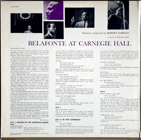 Harry Belafonte : Belafonte At Carnegie Hall (The Complete Concert) (2xLP, Album, RE, Ind)