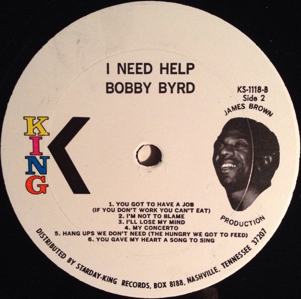 Bobby Byrd : I Need Help (Live On Stage) (LP, Album, Whi)