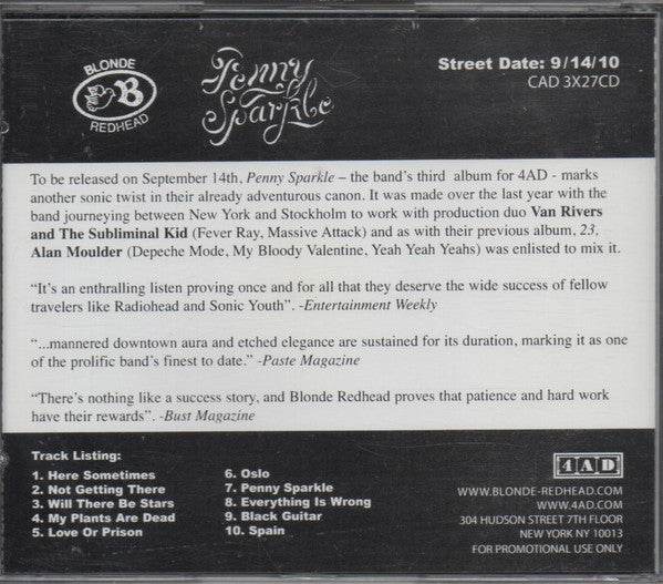 Blonde Redhead : Penny Sparkle (CD, Album, Promo)