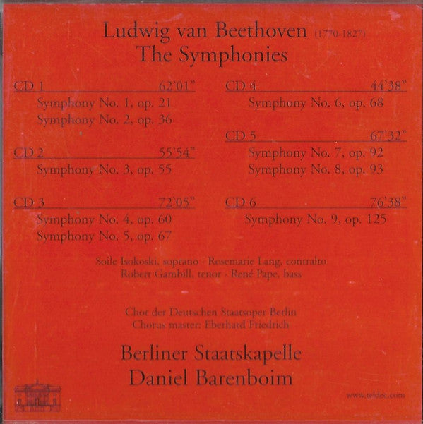 Beethoven* - Berliner Staatskapelle*, Barenboim* : The Symphonies  (6xCD, Album, Comp + Box)