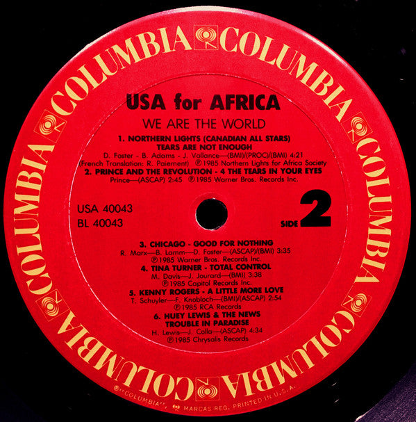 USA For Africa : We Are The World (LP, Album, Pit)