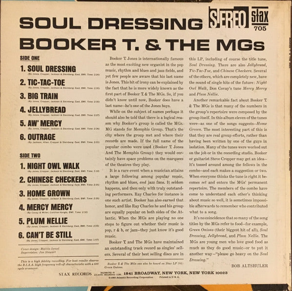 Booker T. & The MGs* : Soul Dressing (LP, Album, Mon)