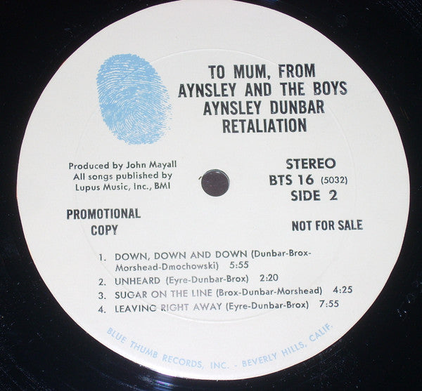 The Aynsley Dunbar Retaliation : To Mum, From Aynsley And The Boys (LP, Album, Promo, Mon)