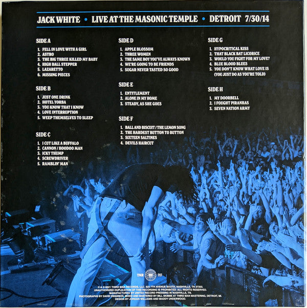 Jack White (2) : Live At The Masonic Temple (Box, Ltd + LP, Whi + LP, Blu + LP + LP, Blu + 7")