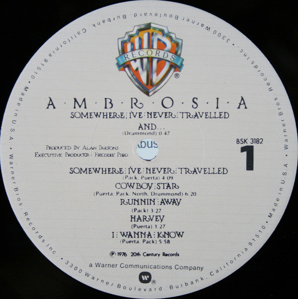 Ambrosia (2) : Somewhere I've Never Travelled (LP, Album, RE)