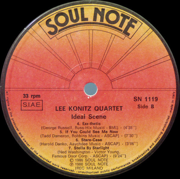 Lee Konitz Quartet* : Ideal Scene (LP, Album)