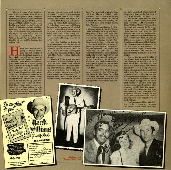 Hank Williams : I'm So Lonesome I Could Cry: March 1949 - August 1949 (2xLP, Comp, Mono, RM)