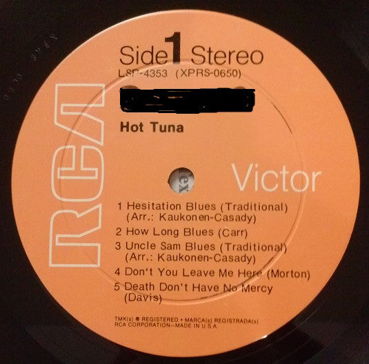 Hot Tuna : Hot Tuna (LP, Album, Hol)