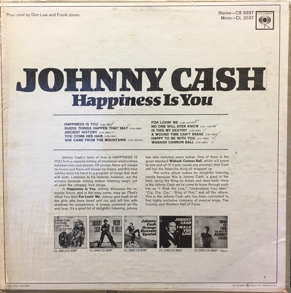 Johnny Cash : Happiness Is You (LP, Album, Mono)