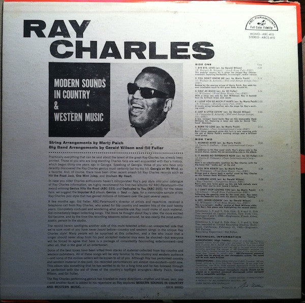 Ray Charles : Modern Sounds In Country And Western Music (LP, Album, Mono)