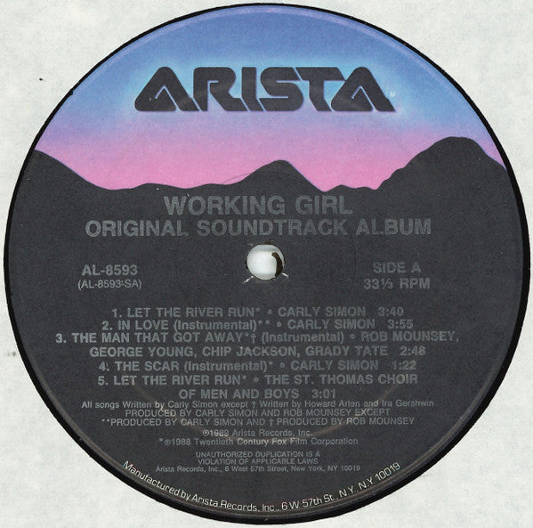 Various Featuring Music By Carly Simon : Original Soundtrack Album Working Girl (LP, Comp)