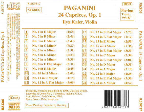 Niccolò Paganini : 24 Caprices, Op. 1 (CD, Album)