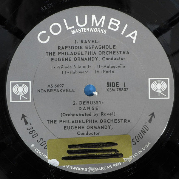 Eugene Ormandy Conducts Maurice Ravel and Claude Debussy, The Philadelphia Orchestra : Rapsodie Espagnole / Nocturnes / Danse (LP, Album)
