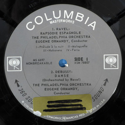 Eugene Ormandy Conducts Maurice Ravel and Claude Debussy, The Philadelphia Orchestra : Rapsodie Espagnole / Nocturnes / Danse (LP, Album)