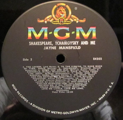 Jayne Mansfield : Shakespeare, Tchaikovsky & Me (LP, Mono)