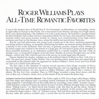 Roger Williams (2) : Plays All-Time Romantic Favorites (CD, Comp)