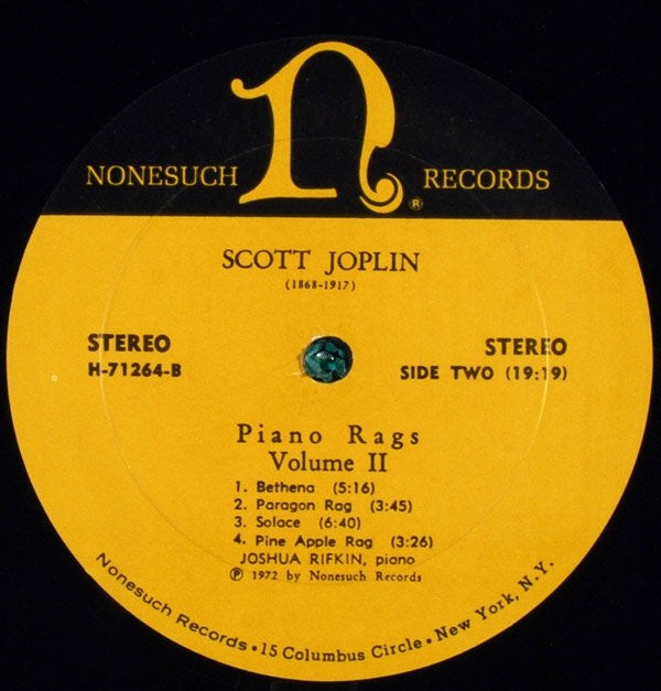 Scott Joplin - Joshua Rifkin : Piano Rags, Volume II (LP, Album)