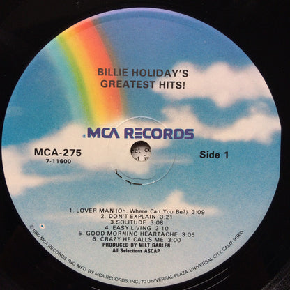 Billie Holiday : Billie Holiday's Greatest Hits! (LP, Comp, RE, Blu)