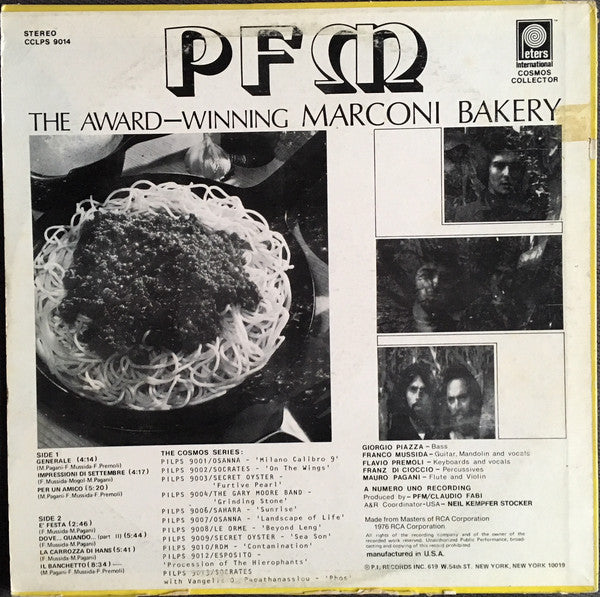 Premiata Forneria Marconi : The Award-Winning Marconi Bakery (LP, Comp, Red)