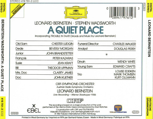 Leonard Bernstein, Stephen Wadsworth - ORF Symphonieorchester : A Quiet Place (Box + 2xCD)