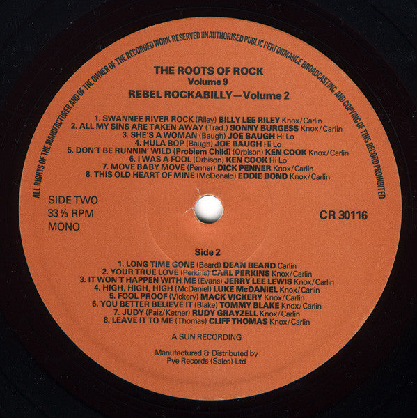 Various : Sun: The Roots Of Rock: Volume 9: More Rebel Rockabilly (LP, Comp, Mono)