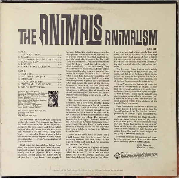 The Animals : Animalism (LP, Album, Mono, Wad)