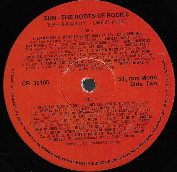 Various : Sun: The Roots Of Rock: Volume 5: Rebel Rockabilly (LP, Comp, Mono)