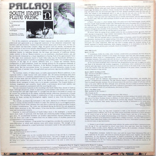 T. Viswanathan*, L. Shankar*, T. Ranganathan* : Pallavi: South Indian Flute Music (LP, Album, RE)