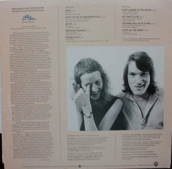 Brian Auger & Julie Tippetts : Encore (LP, Album, Los)