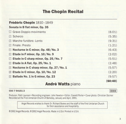 André Watts : The Chopin Recital (CD, Album, Comp, Club)