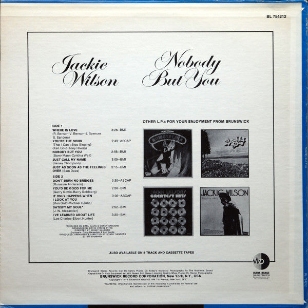 Jackie Wilson : Nobody But You (LP, Album, San)